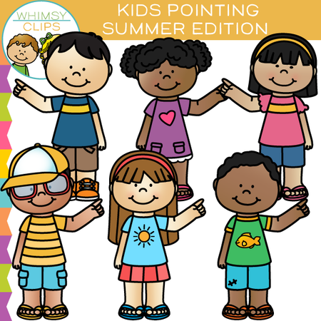 Summer Kids Pointing Clip Art