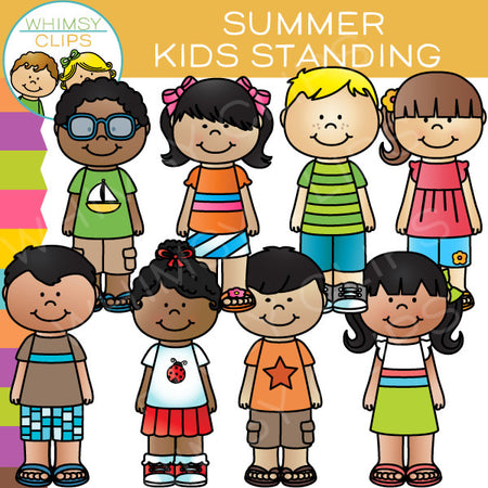Kids Standing Clip Art - Summer Edition