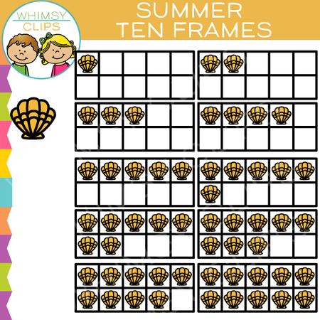 Summer Ten Frames Clip Art