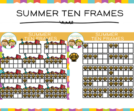 Summer Ten Frames Clip Art