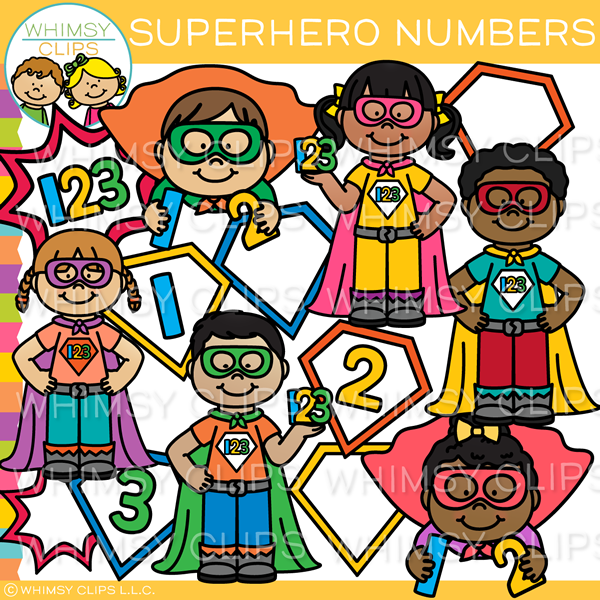 Superhero Numbers Clip Art
