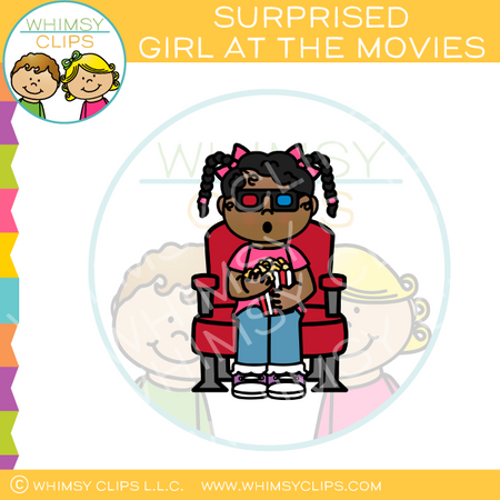 Surprised Girl Watching 3D movie Clip Art