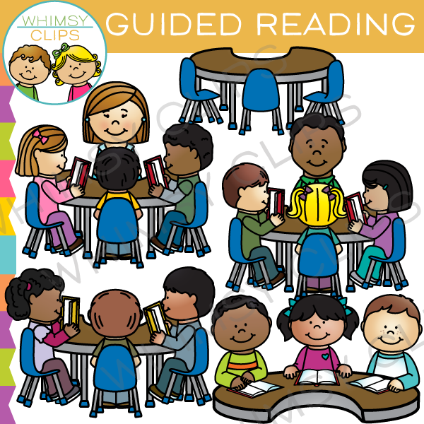 Kids Group Guided Reading Clip Art