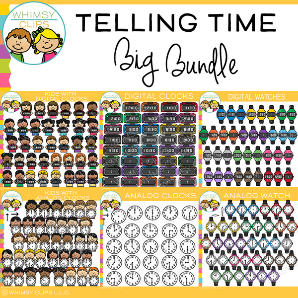 Telling Time Clip Art Bundle