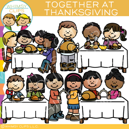 Together at Thanksgiving Clip Art