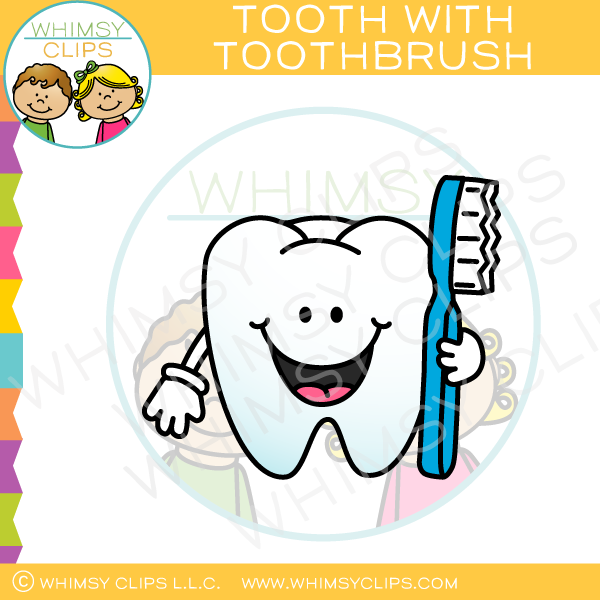 Tooth With Toothbrush Clip Art