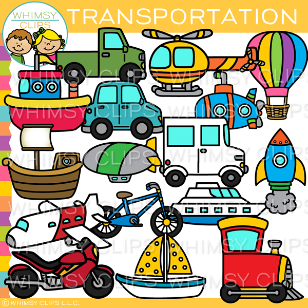 Air Land and Sea Transportation Clip Art