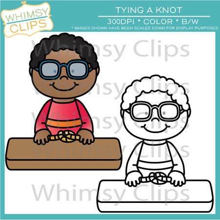 Boy Tying a Knot Clip Art