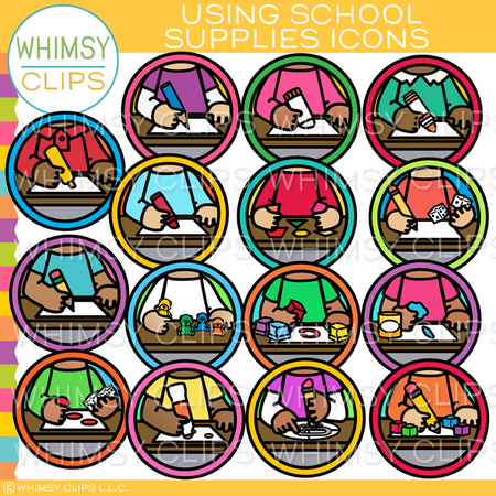 Using School Supplies Icons Clip Art