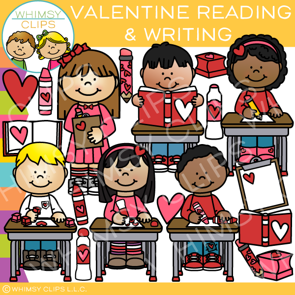 Valentine's Day Reading and Writing Clip Art