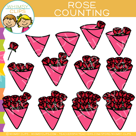 Counting Roses Valentine's Day Clip Art