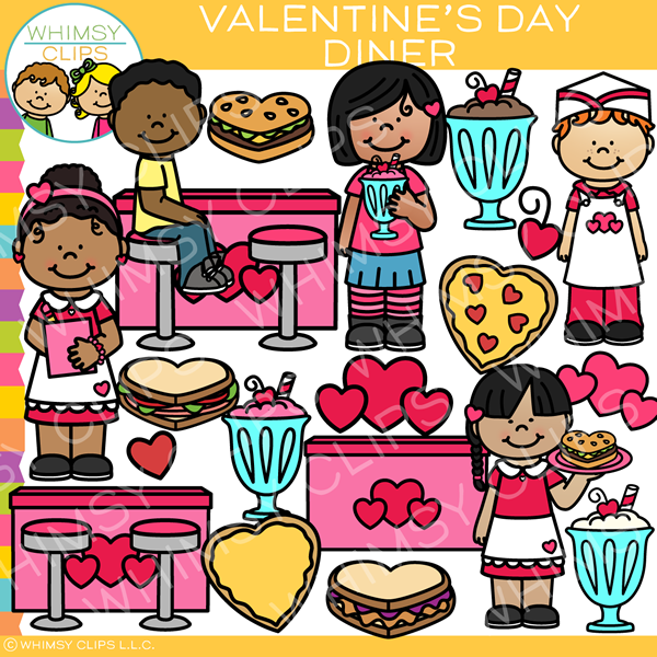 Valentine's Day Diner Clip Art