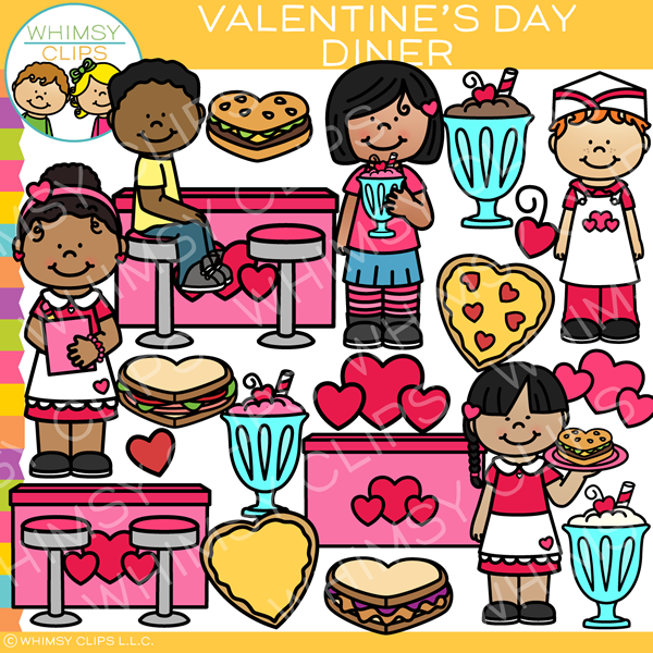 Valentine's Day Diner Clip Art, Images & Illustrations | Whimsy Clips