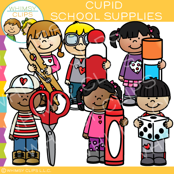 Valentine's Day School Supplies Clip Art