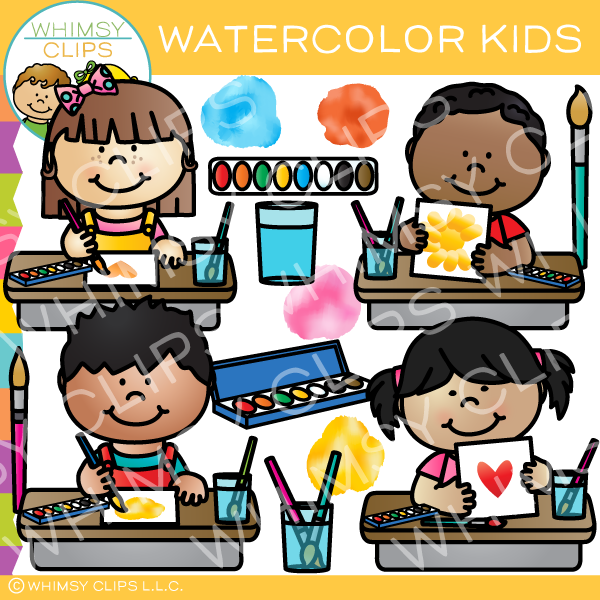 Kids Watercolor Painting Clip Art