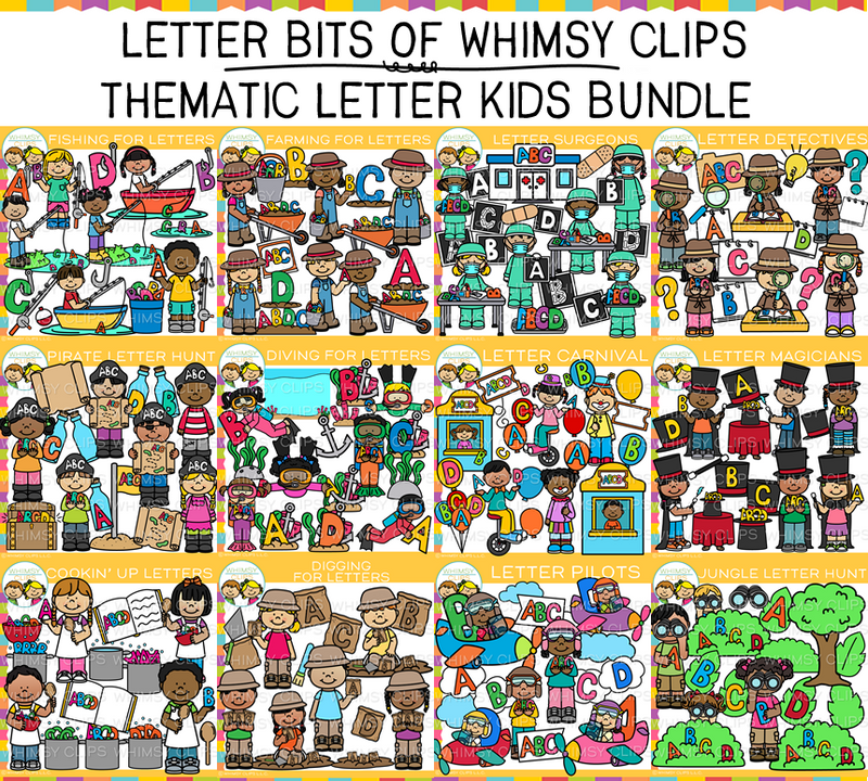Letter Bits of Whimsy Clips: Thematic Letter Kids Clip Art Bundle ...