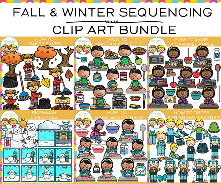 Fall and Winter Sequencing Clip Art Bundle