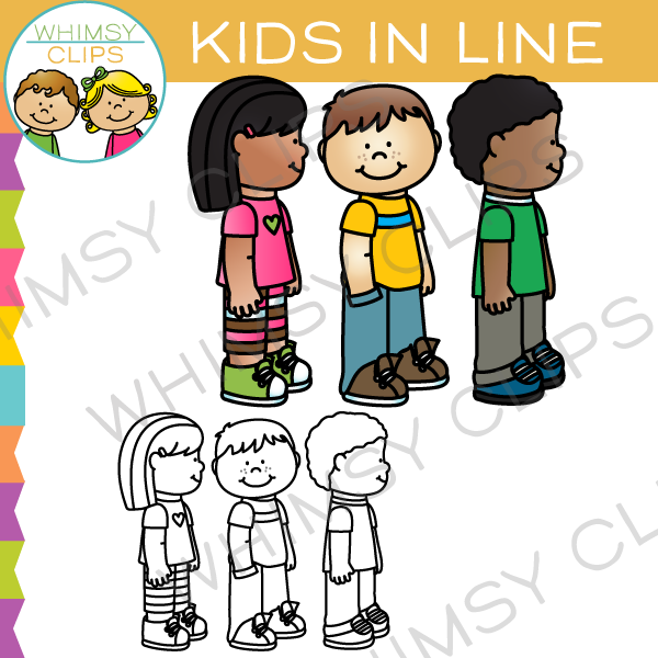 Kids in Line Clip Art