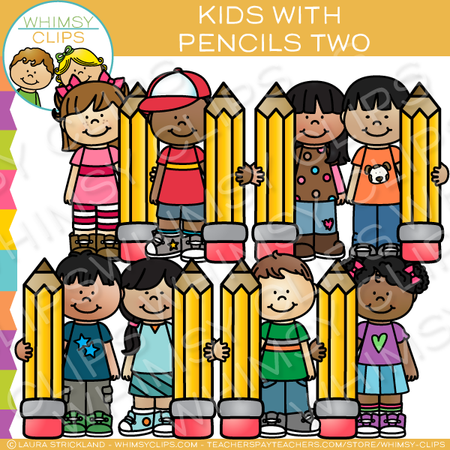 School Kids Writing Clip Art