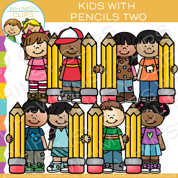 School Kids Writing Clip Art