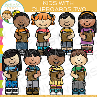 School Kids Writing Clip Art