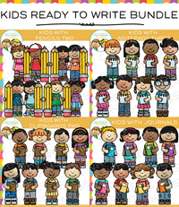 School Kids Writing Clip Art