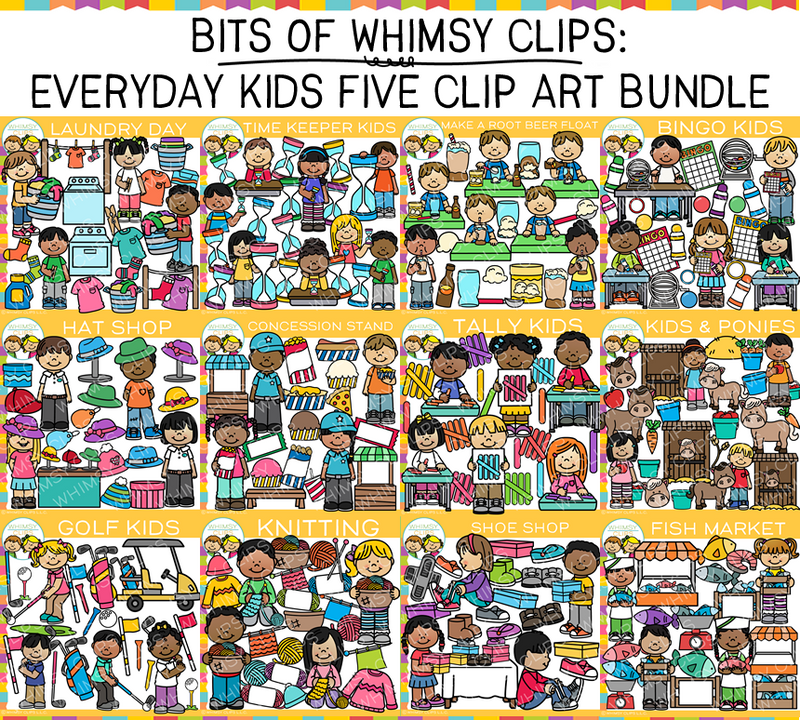 Bits of Whimsy Clips: Everyday Kids Clip Art Five Bundle – Whimsy Clips