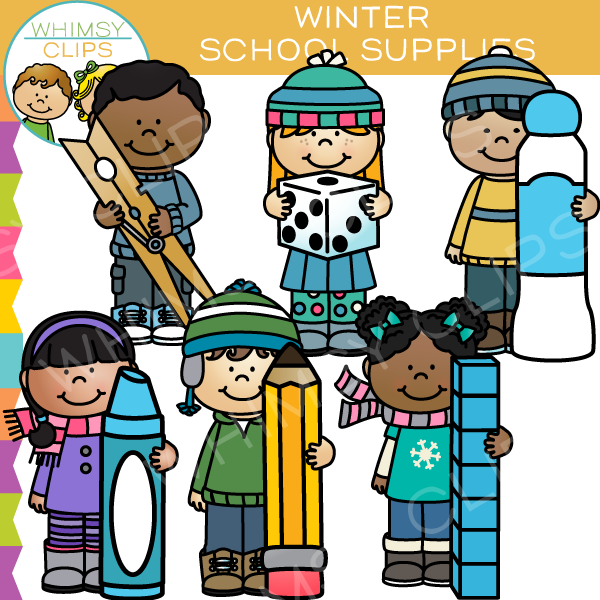 Winter School Supplies Clip Art