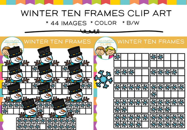 Winter Ten Frames Clip Art 