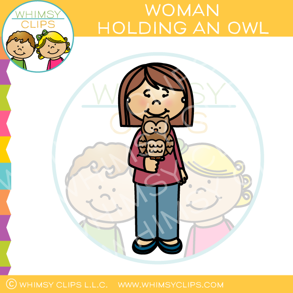 Woman Holding an Owl Clip Art