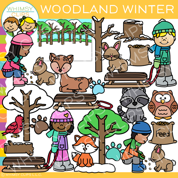 Woodland Winter Clip Art, Images & Illustrations | Whimsy Clips