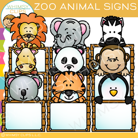 Zoo Animal Signs Clip Art